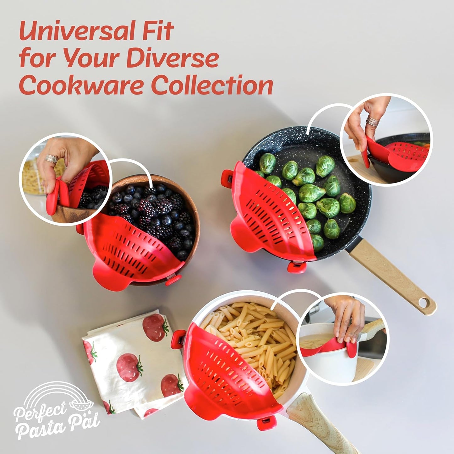 PERFECT PASTA PAL Clip-on Strainer for Pots | B0DBLXX1RW | U.S. Only