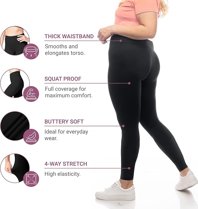 SATINA High Waisted Leggings, One Size | B074QZXRMN | U.S. and Canada - Black Only