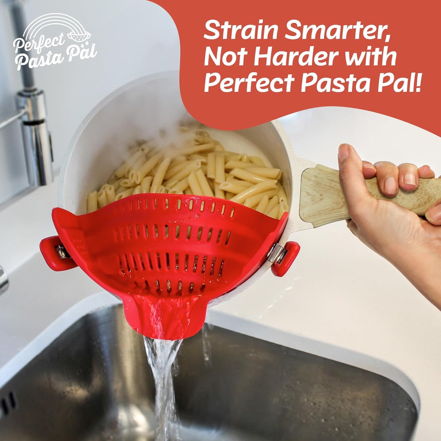 PERFECT PASTA PAL Clip-on Strainer for Pots | B0DBLXX1RW | U.S. Only