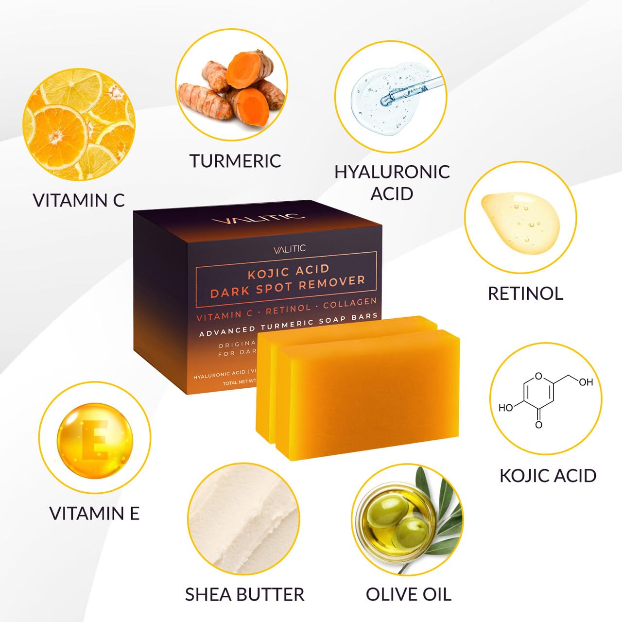 VALITIC Kojic Acid Dark Spot Remover Soap Bars | B09MFMCTRK | U.S. Only